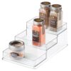 iDesign Recycled Plastic 3-Tier Stadium Spice Rack Organizer for Kitchen, Fridge, Freezer, Pantry and Cabinet Organization, The Linus Collection – 6.25" x 4" x 1.25", Clear Small Set of 1