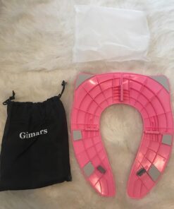 Gimars Portable Travel Potty Seat for Toddlers, Large Folding Travel Potty Seat For Kids Fits All Shape Toilet, Foldable Toilet Seat for Boys & Girls With 6 Non-Slip Silicone Pad, Free Carry Bag, Pink 45 71kOWURKslL