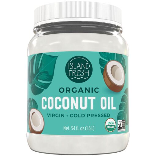 Island Fresh Organic Coconut Oil (54 oz) - Organic Virgin Coconut Oil Great for Baking, Versatile Cooking Oil, DIY Hair Oil & Skin Oil, Cold-Pressed, Certified Organic & Non-GMO 54 Fl Oz (Pack of 1)