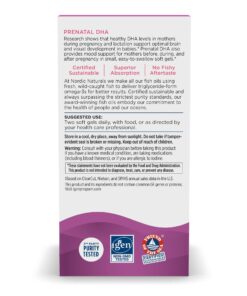 Nordic Naturals Prenatal DHA, Unflavored - 180 Soft Gels - 830 mg Omega-3 + 400 IU Vitamin D3 - Supports Brain Development in Babies During Pregnancy & Lactation - Non-GMO - 90 Servings 180 Count (Pack of 1) 19 71kPeOE9CiL 1