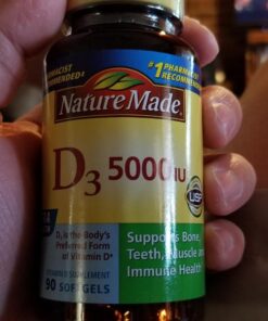 Nature Made Extra Strength Vitamin D3 5000 IU (125 mcg), Dietary Supplement for Bone, Teeth, Muscle and Immune Health Support, 90 Softgels, 90 Day Supply 90 Count 29 71kPlkkIFDL