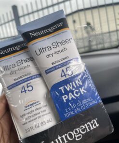 Neutrogena Ultra Sheer Dry-Touch Water Resistant and Non-Greasy Sunscreen Lotion with Broad Spectrum SPF 45, TSA-Compliant travel Size, 3 Fl Oz, Pack of 2, 6 Fl Oz 3 Fl Oz (Pack of 2) 27 71kQ1GzqfmL