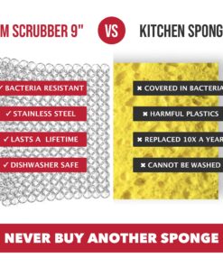 Knapp Made CM Scrubber 6" Small Ring Cast Iron Scrubber - Cast Iron Cleaner for Hard Anodized Cookware, Pre-Seasoned Pans, Dutch Ovens, Iron Pans, Grills and Skillet. Chain Mail Scrubber Cast Iron 6x6 Inch (Pack of 1) 14 71kQifPDcgL