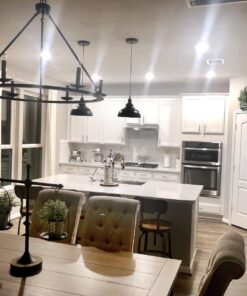 LIGHTESS Black Pendant Light Dimmable, Industrial Hanging Lights Metal Barn Farmhouse Kitchen Lighting Edison Ceiling Mount Fixture, OLL466 40 71kRrOonU3L