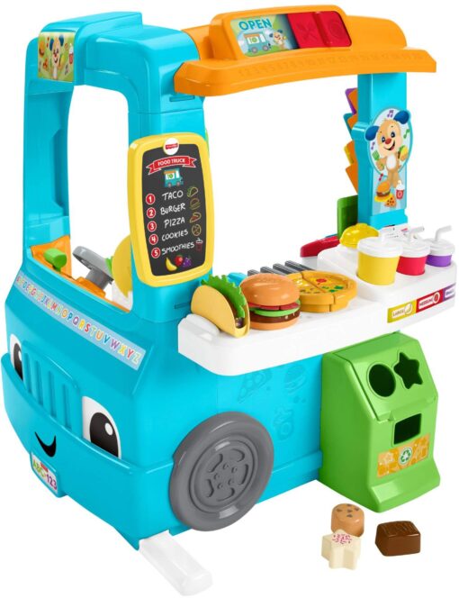 Fisher-Price Laugh & Learn Toddler Learning Toy Servin’ Up Fun Food Truck Electronic Playset With 24 Accessories For Ages 18+ Months