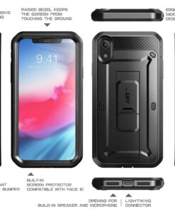 SUPCASE Unicorn Beetle Pro Series Case Designed, with Built-In Screen Protector Full-Body Rugged Holster Case for iPhone XR 6.1 Inch (2018 Release) (Black) Black 35 71kTHiDB05L