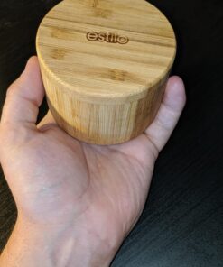 Estilo 2 pc Premium Bamboo Salt and Pepper Bowls, Wooden Spice Containers with Magnetic Swivel Lids, Perfect for Salt, Spice, Sugar, Pepper 2-Pack 26 71kY5T38NGL