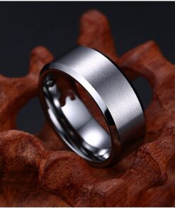 VNOX Personalized Custom 8MM Stainless Steel Plain Wedding Band Ring for Men,Black/Gold Plated/Silver Silver-Engraving 8 10 71kYZs1sUCS