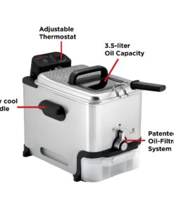 T-fal Ultimate EZ Clean Stainless Steel Deep Fryer with Basket 3.5 Liter Oil and 2.6 Pound Food Capacity 1700 Watts Oil Filtration, Temp Control, Digital Timer, Dishwasher Safe Parts Stainless Steel 40 71kYssUmBL