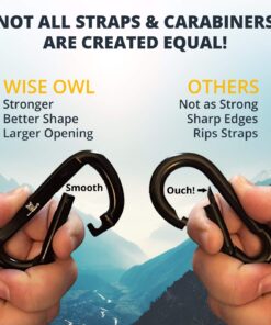 Wise Owl Outfitters Hammock Straps for Trees Heavy Duty - Set of Two 10ft Long, 1 Inch Thick Camping Hammock Tree Straps w/ 38 Loops & 2D Carabiners - Essential Hammock Accessories Grey 23 71kay9GkAGL