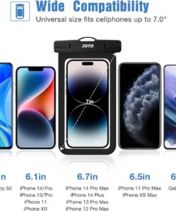 JOTO Waterproof Pouch Cellphone Dry Bag Case for iPhone 11 Pro Max Xs Max XR X 8 7 6S Plus SE, Galaxy S20 Ultra S20+ S10 Plus S10e S9 Plus S8/Note 10+ 9, Pixel 4 XL up to 6.9" -Black Black 30 71kbZO1taiL