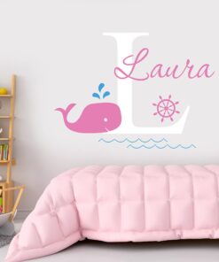 Decalzome Inc Personalized Whale Name Nautical Decor - Nautical Theme Nursery Wall Decals - Baby Shark Wall Decals Room Decor Stickers - Under The Sea Art Mural Vinyl Sticker - Baby Boy & Girl Decor 23 71kbehEfq1L 3