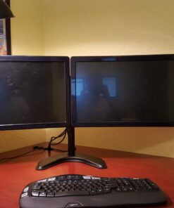 WALI Free Standing Dual LCD Monitor Fully Adjustable Desk Mount Fits 2 Screens up to 27 inch, 22 lbs. Weight Capacity per Arm, with Grommet Base (MF002), Black 31 71kcXBjPXAL