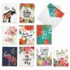 The Best Card Company - 10 Assorted Blank All Occasion Notecards Box Set 4 x 5.12 Inch w/Envelopes Inspiration Bulk Variety Pack, Men, Women (10 Designs, 1 Each) Elephant, Optimisms M6631OCB