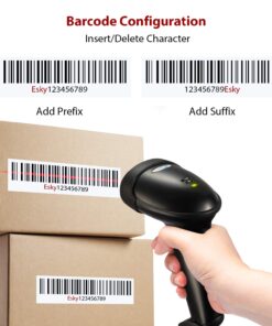 Esky Barcode Scanner with Stand, Wired Handheld Bar Code Scanner with Adjustable Stand, Automatic 1D USB Laser Scanner Support Windows/Mac/Linux for POS System Sensing, Store, Supermarket, Warehouse 1D - 1Pack 12 71kcgywufL