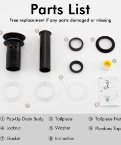 KES Bathroom Faucet Vessel Vanity Sink Pop Up Drain Stopper with Overflow Oil Rubbed Bronze, All Metal Rustproof Brass and 304 Stainless Steel, S2008A-ORB With Overflow, 1 Pack 36 71kd1JWGgUL