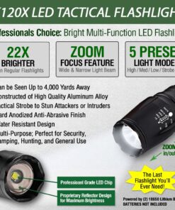High Lumen 18650 Tactical Flashlights - EcoGear FX TK120X - 5 Light Modes, Adjustable Zoom Focus, Water Resistant - Perfect for Security Professionals and Outdoor Activities 13 71kdV2MfeaL