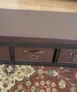 Badger Basket Kid's Padded Toy Storage Bench with Cushion and Three Fabirc Bins - Espresso Espresso/Espresso 39 71kdsNtrnJL