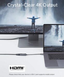 Alternative view of Anker USB C to HDMI Adapter (@60Hz), 310 USB-C (4K HDMI), Aluminum, Portable, for MacBook Pro, Air, iPad pROPixelbook, XPS, Galaxy, and More 1 Black