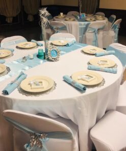 Craft And Party Round Tablecloth, 120 Inch White Tablecloth, Polyester Fabric Washable Table Cloth for Home, Party, Wedding or Restaurant Use. 120" Round 29 71kfeXCuD8L