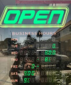 GLI Led Open Sign with Business Hours – Stand Out with 1000’s Color Combos to Match Your Brand, – Neon Flash, or Scroll – Programmable App, 15 x 16.5 inch 17 71kg 8XcmL