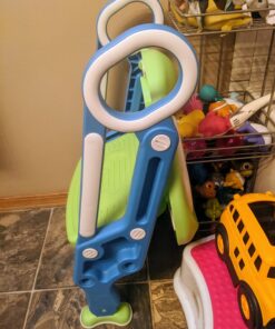 Potty Training Toilet Seat with Step Stool Ladder for Boys and Girls Baby Toddler Kid Children Toilet Training Seat Chair with Handles Padded Seat Non-Slip Wide Step (Blue Green) Blue+Green 53 71kgBKoPJvL