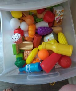 KidKraft 115-Piece Deluxe Tasty Treats Pretend Play Food Set, Plastic Grocery and Pantry Items, Gift for Ages 3+ 52 71kgch5eJqL