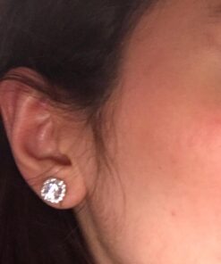 "STUNNING FLAME" 18K Gold Plated Silver Brilliant Cut Simulated Diamond Cubic Zirconia Stud Earrings 1.5 carats Gold Plated Sterling Silver - White 40 71khTXvvLSL 1