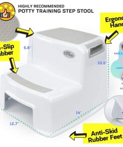 Alternative view of Dual Height 2 Step Stool for Kids | Slip Resistant Soft Grip Toddler's Stool for Potty Training and Use in The Bathroom or Kitchen | BPA Free for Comfort and Safety (1 Pack, Grey) 1 Count (Pack of 1) Gray