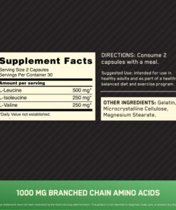 Optimum Nutrition Instantized BCAA Capsules, Keto Friendly Branched Chain Essential Amino Acids, 1000mg, 60 Count Unflavored 60 Count (Pack of 1) 12 71kj3pt1KGL