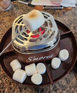 Nostalgia Tabletop Indoor Electric S'mores Maker - Smores Kit With Marshmallow Roasting Sticks and 4 Trays for Graham Crackers, Chocolate, and Marshmallows - Movie Night Supplies - Brown S'mores Maker Brown 26 71kk0cJfdeL