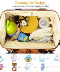 KZNI Leather Diaper Bag Backpack-Travel Diaper Backpack,Nappy Baby Bags for Mom,Unisex Maternity Diaper Bag Brown2 11 71kkM2NqPcL