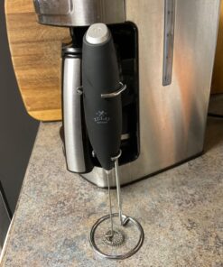 Zulay Kitchen Powerful Milk Frother Handheld Foam Maker for Lattes - Whisk Drink Mixer for Coffee, Mini Foamer for Cappuccino, Frappe, Matcha, Hot Chocolate by Milk Boss (Black) Midnight Black 31 71kl01VehJL