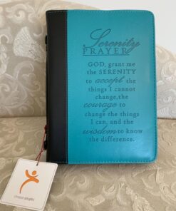 Christian Art Gifts Women's Fashion Bible Cover Serenity Prayer, Aqua/Black Faux Leather, Large 39 71klB3iXiL