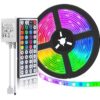 SUPERNIGHT LED Strip Lights 16.4FT SMD 5050 Waterproof 300LEDs RGB Flexible LED Light Strip Rope + 44Key IR Remote Controller (Not Include Power Adapter) 9 71kmWRnoGL