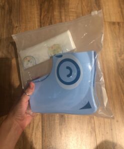 Gimars Upgrade Non-Slip Easily Removed Foldable Travel Potty Seat for Toddlers & Kids, Portable Toilet Seat Cover Fits All Shape Toilets, 6 Large Non-slip Silicone Pads, Free Carry Bag Blue 58 71kmym6NLXL