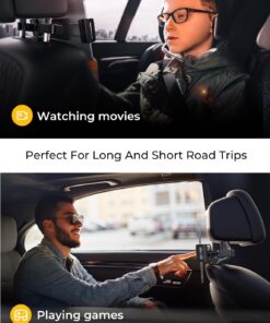 LISEN Tablet iPad Holder for Car Mount Headrest iPad Car Holder Back Seat Travel Accessories Car Tablet Holder Mount Road Trip Essentials for Kids Adults Fits All 4.7-12.9" Devices & Headrest Rod BLACK-FITS 1.77"-8.2" HEADREST ROD 34 71knLOZ3hVL
