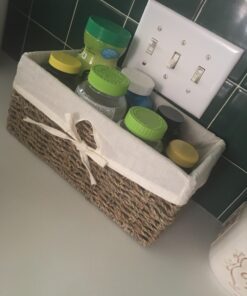 Vintiquewise(TM) Seagrass Shelf Basket Lined with White Lining 1 Pack 33 71kobnq2TGL