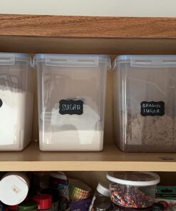 Vtopmart Large Food Storage Containers 5.2L / 176oz, 4 Pieces BPA Free Plastic Airtight Food Storage Canisters for Flour, Sugar, Baking Supplies, with 4 Measuring Cups and 24 Labels, Blue 5.2L--4.7quart 46 71kpZ0tOraL