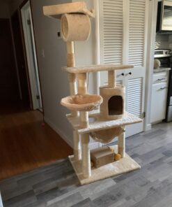 Go Pet Club Classic Cat Tree, Faux Fur Finish, Sisal Rope Scratcher, 62"H, Beige 46 71kqNaJLo3L