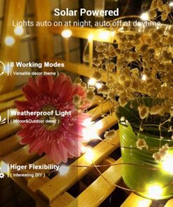 Brizled Solar String Lights, 2 Pack Each 66ft 200 LED Solar Fairy Lights, 8 Modes Outdoor Solar Fairy Lights String with Memory, Waterproof Solar Twinkle Lights for Christmas Garden Party, Warm White 22 71ks2p5gmgL