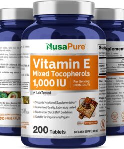 NusaPure Vitamin E 1000 IU 200 Tablets (Non-GMO & Gluten-Free) - Mixed Tocopherols 18 71ksRi5rUML