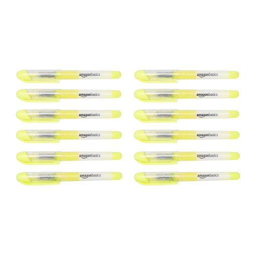 Amazon Basics Liquid Ink Highlighters - Chisel Tip, Yellow, 12-Pack