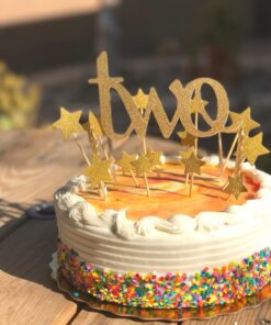 Handmade 2nd Birthday Cake Topper Decoration - Two - Double Sided Gold Glitter Stock 22 71ktBgny5sL
