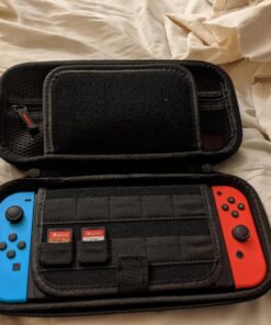 Deruitu Switch Carrying Case Compatible with Nintendo Switch/Switch OLED - Fit AC Charger Adapter - with 20 Game Cartridges Hard Shell Travel Switch Pouch for Console & Accessories Black 60 71ktSWuTkdL