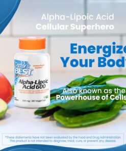 Doctor's Best Alpha-Lipoic Acid 600, Helps Support Glucose Metabolism and Regenerate Antioxidants* Non-GMO, Gluten Free, Vegan, Soy Free, 180 Veggie Caps 18 71ktnuIS L