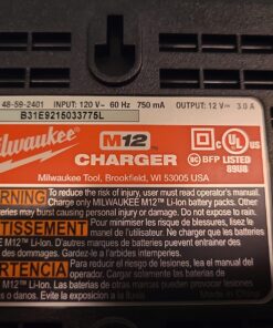 Milwaukee Genuine OEM 48-59-2401 M12 Lithium Ion 12 Volt Battery Charger w/LED Indicating, Red 31 71kuIH37zNL