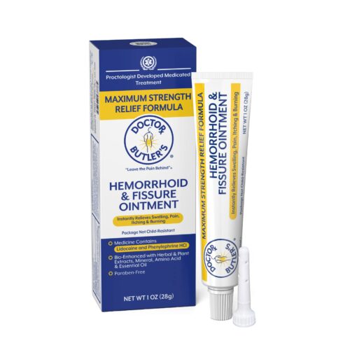 Doctor Butler’s Hemorrhoid & Fissure Ointment Cream with Lidocaine and Phenylephrine HCI for Fast Acting Relief of Pain, Swelling, Discomfort, and Itching (1 oz.) A - 1 oz. Tube