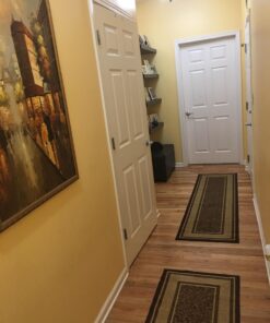 Machine Washable Bordered Design Non-Slip Rubberback 2x7 Traditional Runner Rug for Hallway, Kitchen, Bedroom, Living Room, 1'10" x 7', Brown Border Dark Brown Runner - 1'10" x 7' 44 71kuuXk4ZAL