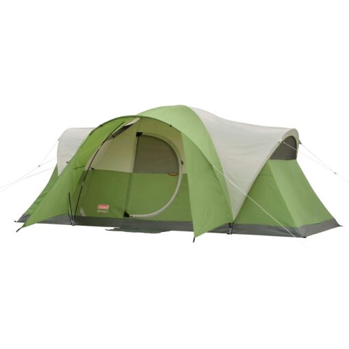 Coleman Montana Camping Tent, 6/8 Person Family Tent with Included Rainfly, Carry Bag, and Spacious Interior, Fits Multiple Queen Airbeds and Sets Up in 15 Minutes Green 8-Person